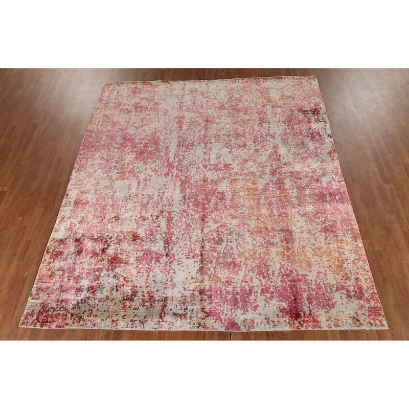 All-Over Modern Abstract Area Rug Hand-Knotted Wool Carpet - 8'5"x 9'11"