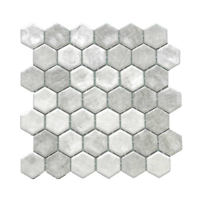 The Tile Life Eterna Hex 2x2 Glass Mosaic Floor, Backsplash & Wall Tile