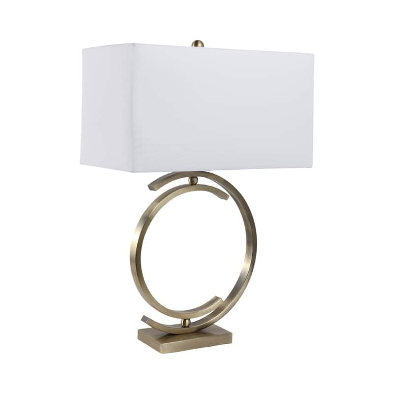 Metal Table Lamp Circular Open Rectangle Fabric Shade - 30" Brown - 11" x 20" x 30"