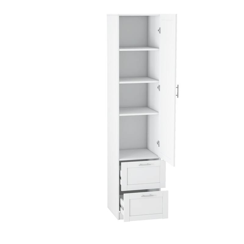 Standard Kitchen Pantry, Tall Cabinet, Freestanding Cabinet With One Door And Two Drawers For Kitchen, Dining Room, White