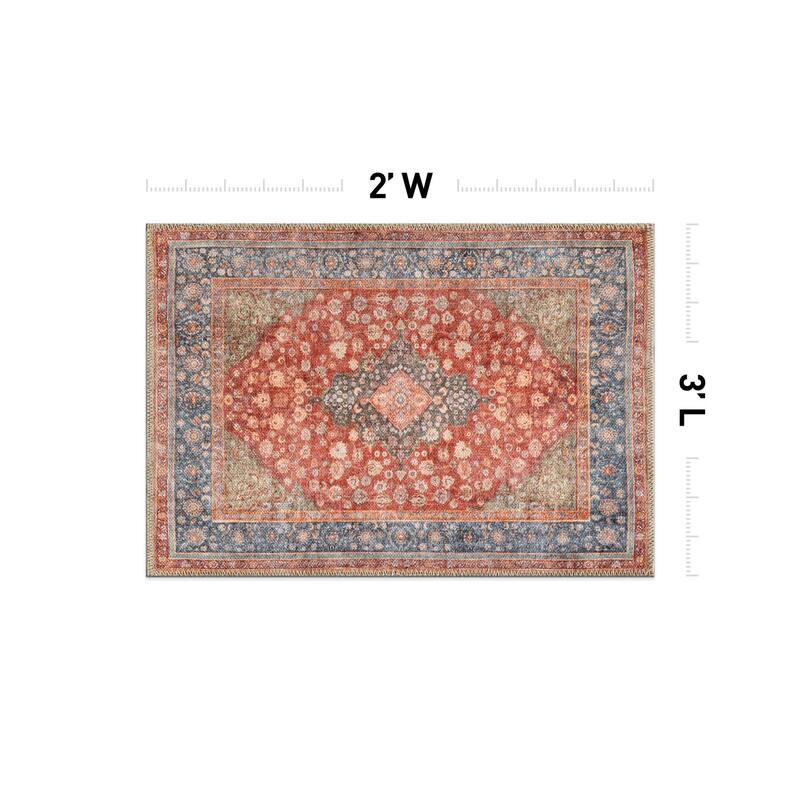 Black Traditional Flat Pile Rug - Washable and Pet Friendly, Non-Slip Surface
