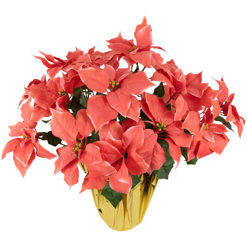 Artificial Christmas Poinsettia with Wrapped Base - 28" - Pink