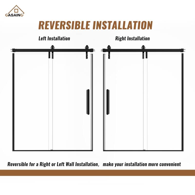 60.6 in. W x 76 in. H Framed Shower Door with Tempered Glass
