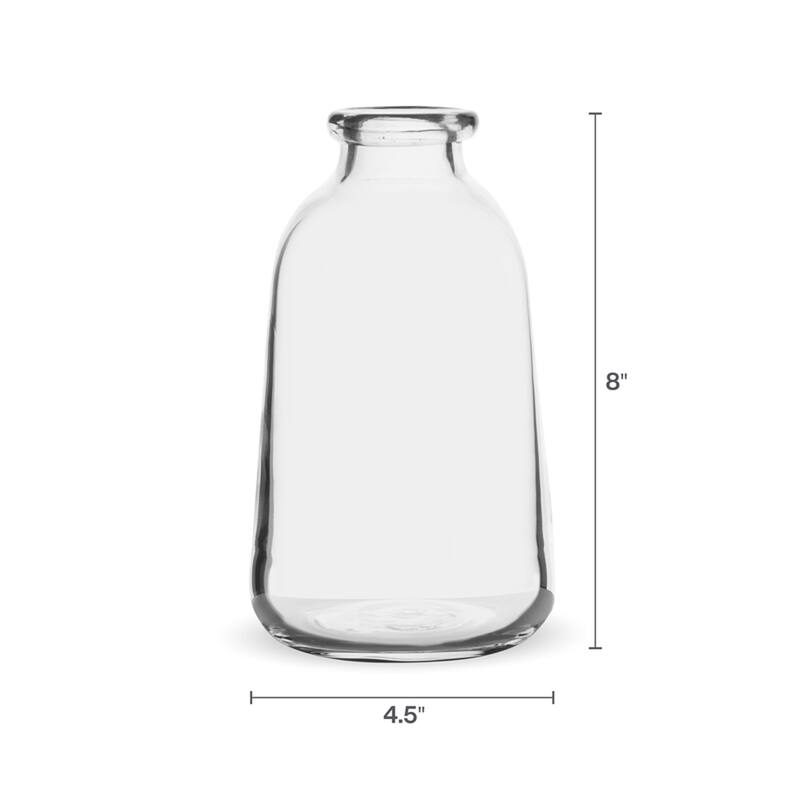 Elements Milk Bottle Vase, 8 Inch, Clear