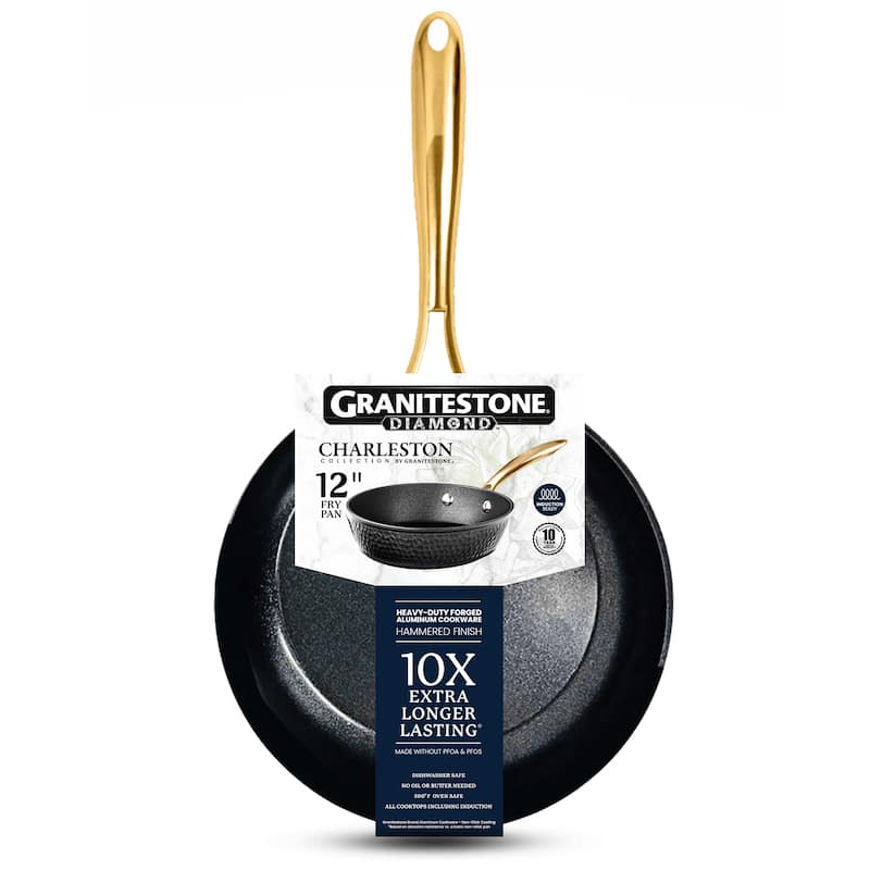 Granitestone Charleston 12 Inch Hammered Nonstick Frying Pan - Black