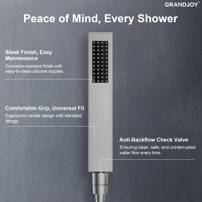 GRANDJOY 12" Rainfall Shower Head 3-Function Shower System with Adjustable Handheld Spray