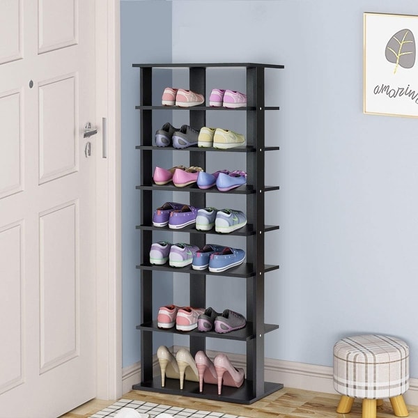 7 Tier Dual Shoe Rack Free Standing Shelves Storage Shelves