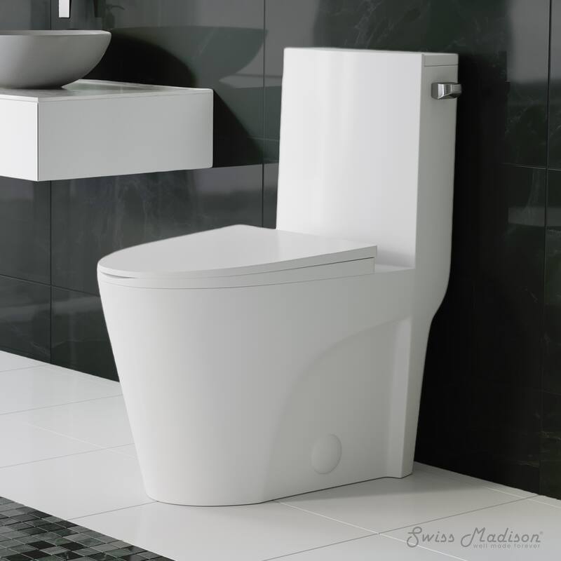 St. Tropez One-Piece 10" Rough-In 1.28 Gpf Right-Hand Vortex Flush Elongated Toilet In Glossy White
