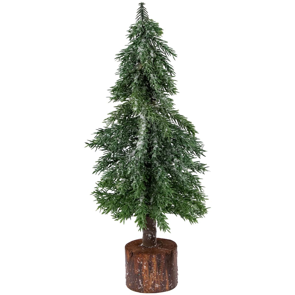 14" Frosted Icy Pine Tree with Jute Base Christmas Tree Unlit