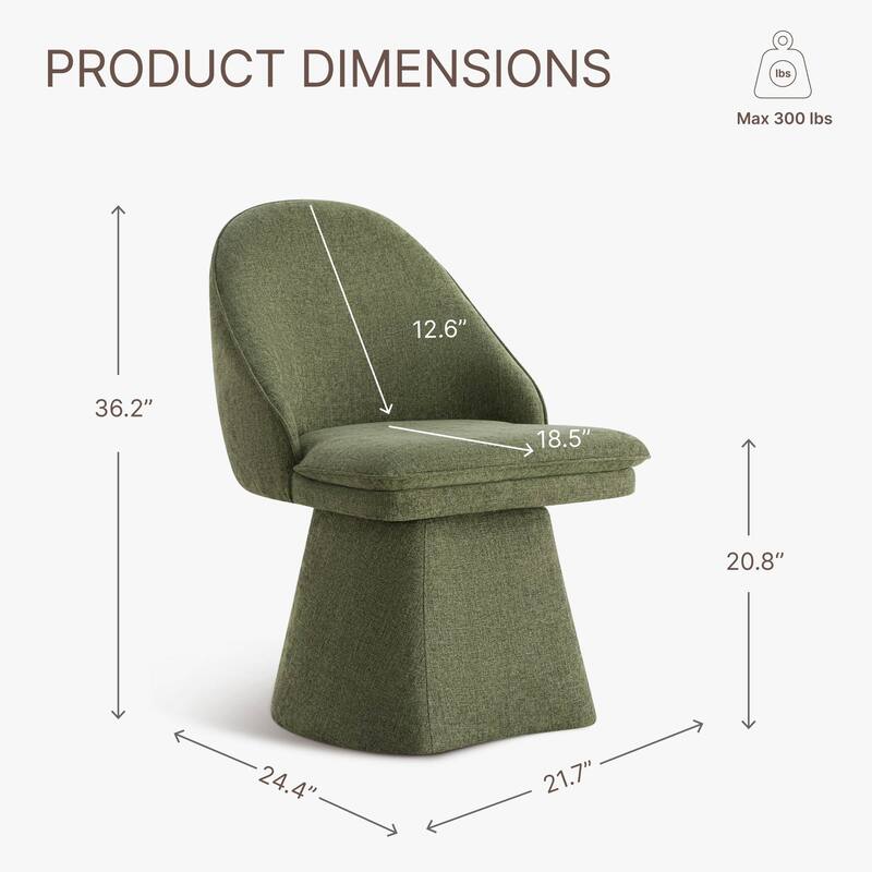 Darah Upholstered Swivel Armless Dining Chair Double-layered Cushions