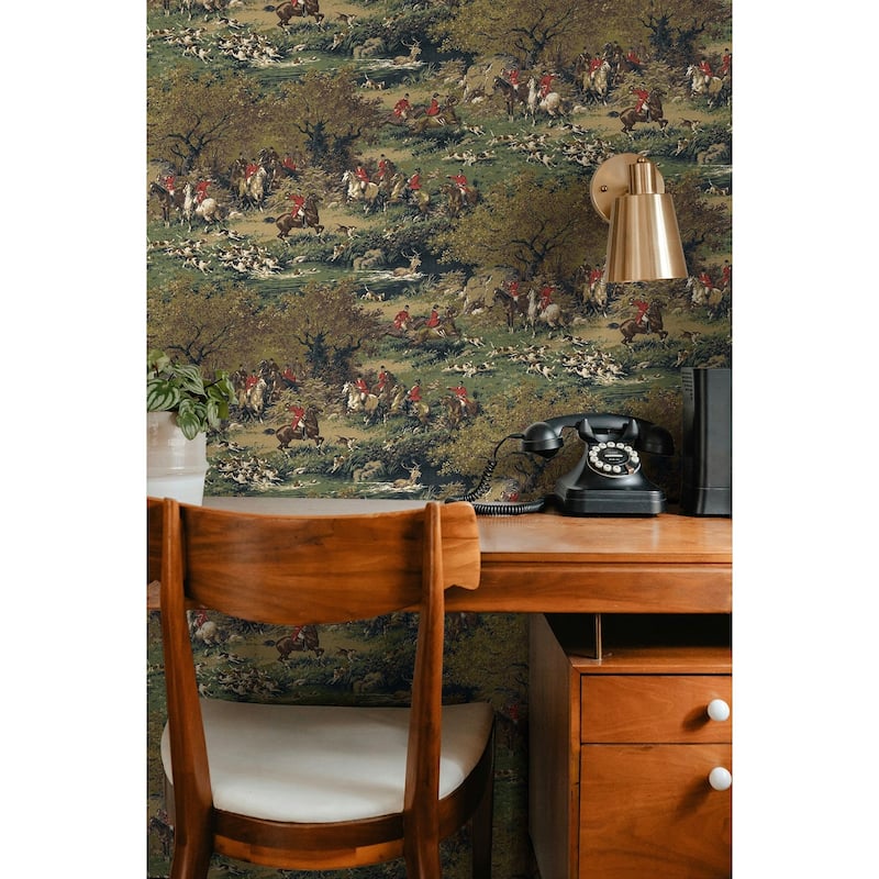 Harry & Grace Taunton Hunt Scene Premium Matte Non-Woven Peel and Stick Wallpaper