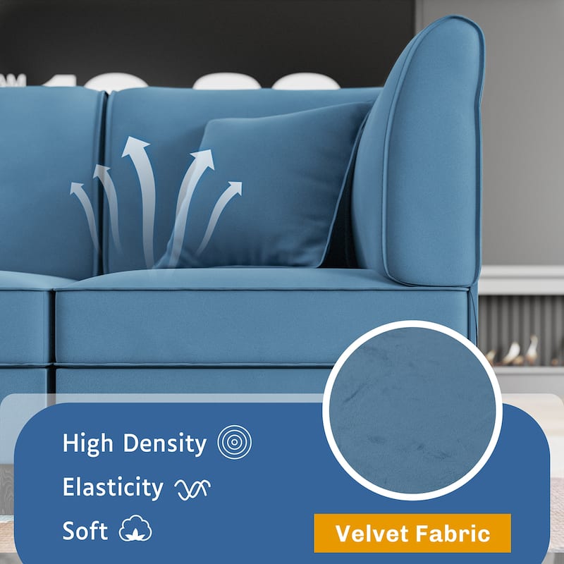 Futzca Sectional Couch Modular Sofa, 116" Velvet L-Shaped Couch Sofa
