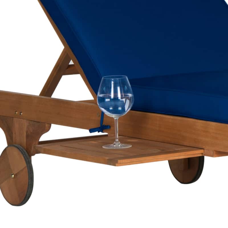 SAFAVIEH Outdoor Aubrie Adjustable Chaise Lounge Chair with Wheel.