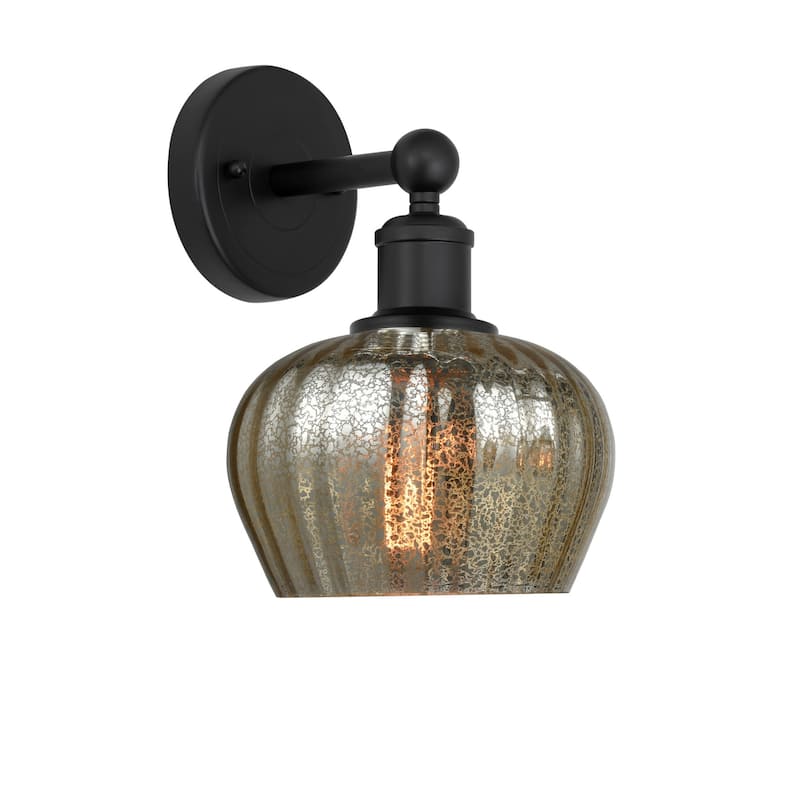 Innovations Lighting 616-1W-10-7 Fenton Sconce Fenton 10" Tall Wall - Matte Black / Mercury