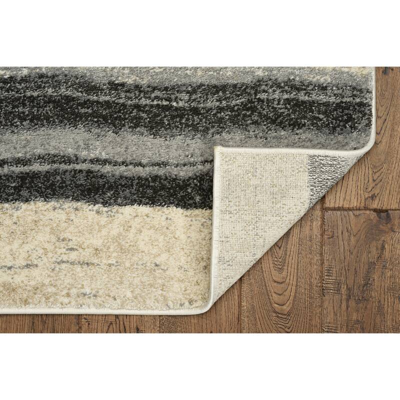 Domani Craze Contemporary Glam Black & White Striped Area Rug.