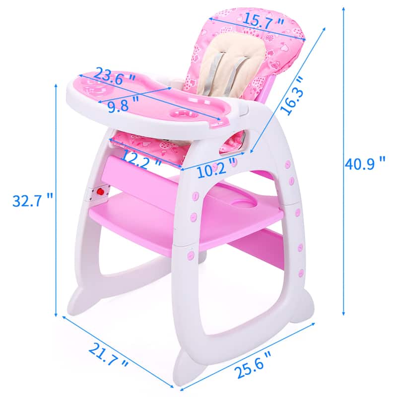 High Chairs Baby Toddler, Table Booster Seat Adjustable W/Tray, Pink