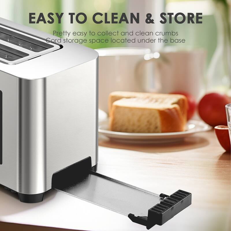 Anmytek 4-Slice Toaster Kitchen Essential - Extra Wide Entrance Stainless Steel LED Touch Display