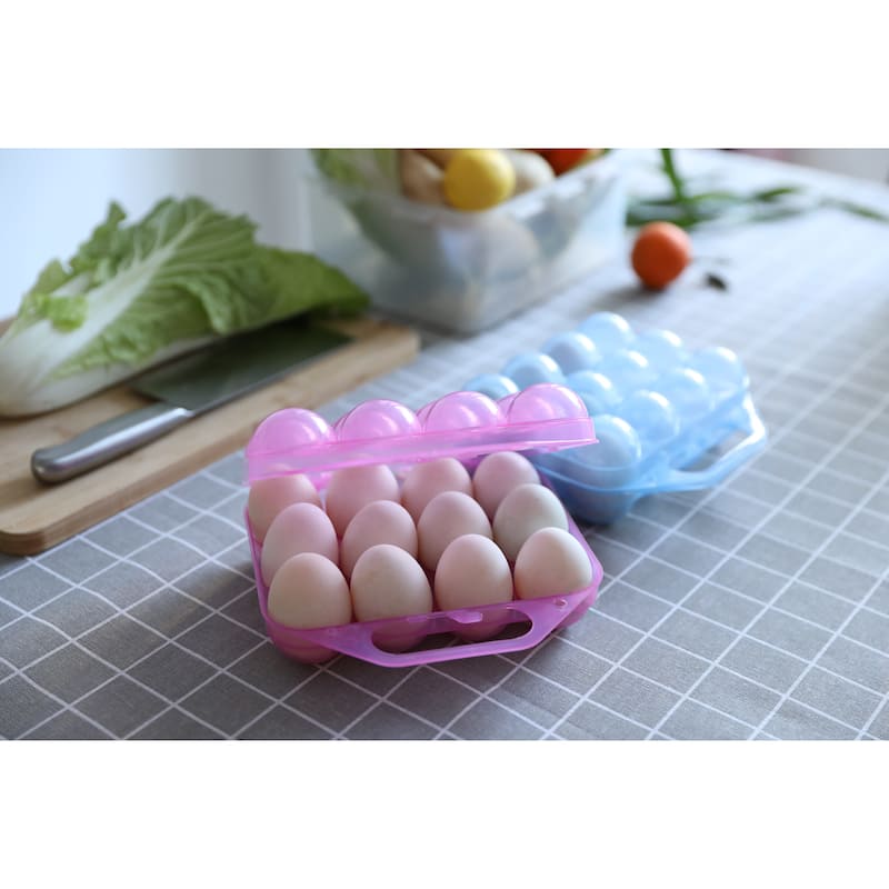 Clear Plastic Egg Carton, 12 Egg Holder Carrying Case with Handle