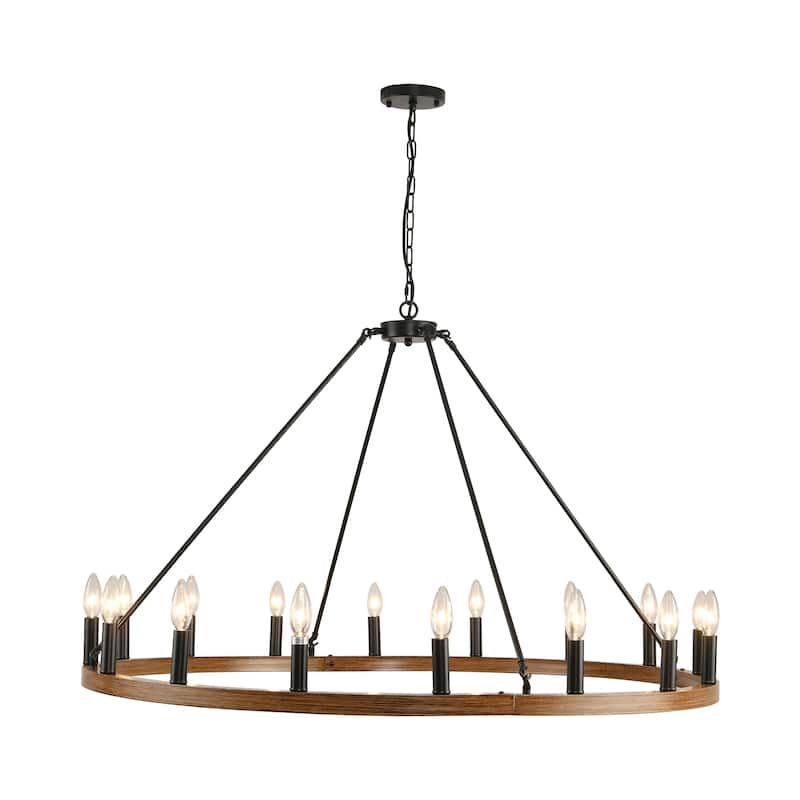 16-Light Modern Farmhouse Light Wagon Wheel Chandelier 43 Inch