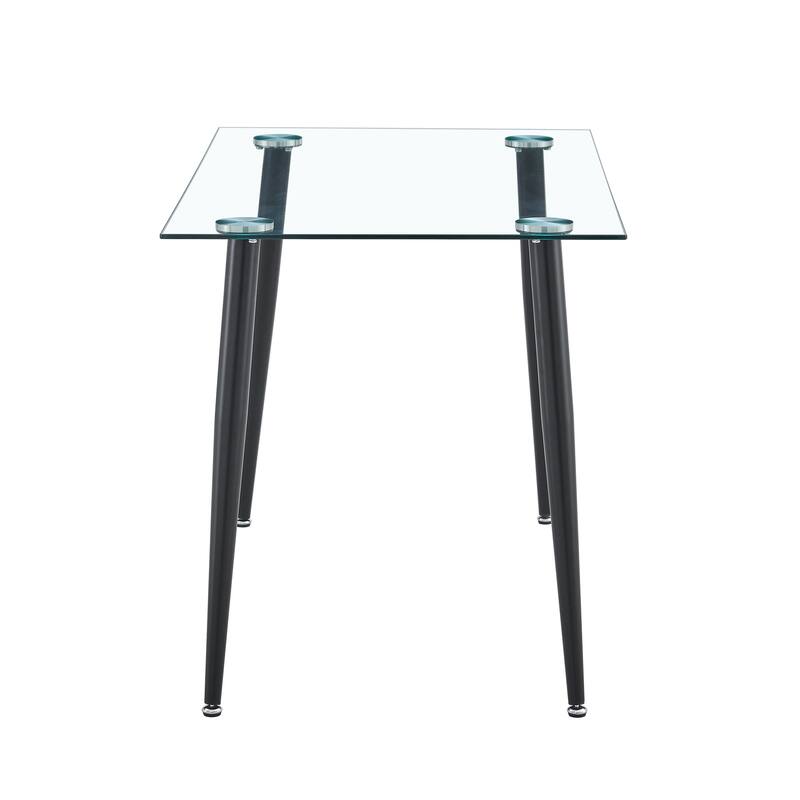 Glass dinning table 120*70 ,black metal leg , Dinning table for 4 seats office table computer desk