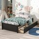 preview thumbnail 8 of 21, Twin Platform Bed with 2 Drawers, Solid Wood Storage Platform Sofa Bed Frame for Living Room & Bedroom, No Box Spring Needed Espresso - Twin