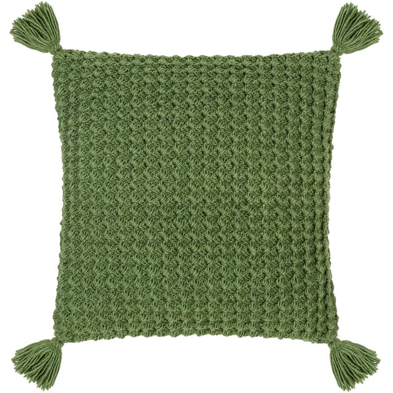 Artistic Weavers Kalae Large Knit Crochet Pattern Throw Pillow - 20x20 Cover Only - Cover Only - Green