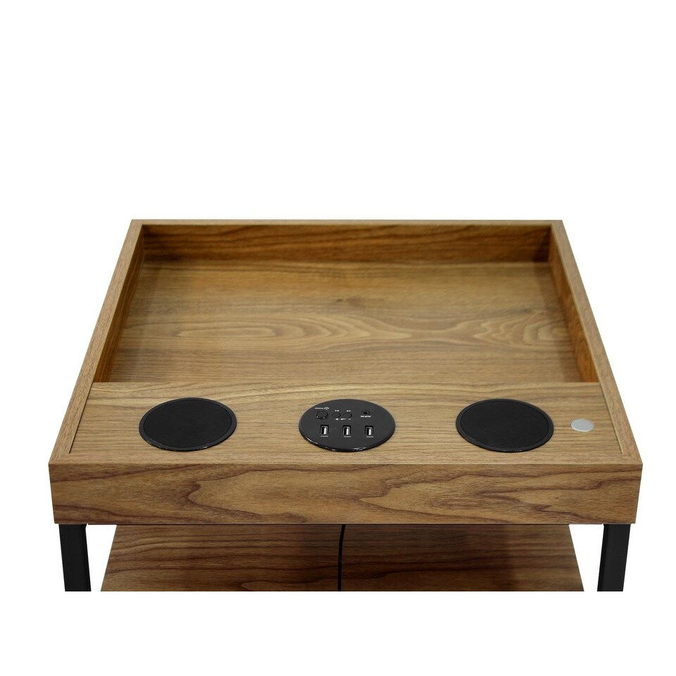 Shop Modern Nightstand Table With Bluetooth Speaker Usb Led Lights On Sale Overstock 31827501