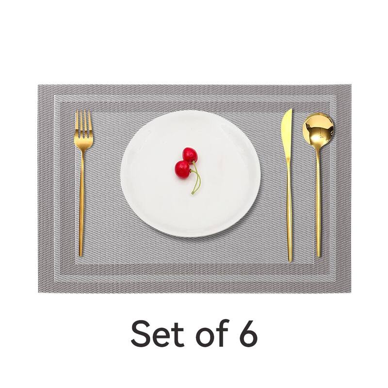 Ray Star classical Placemat Woven Checkered Set of 6 -12" x 18" - 12"×18"