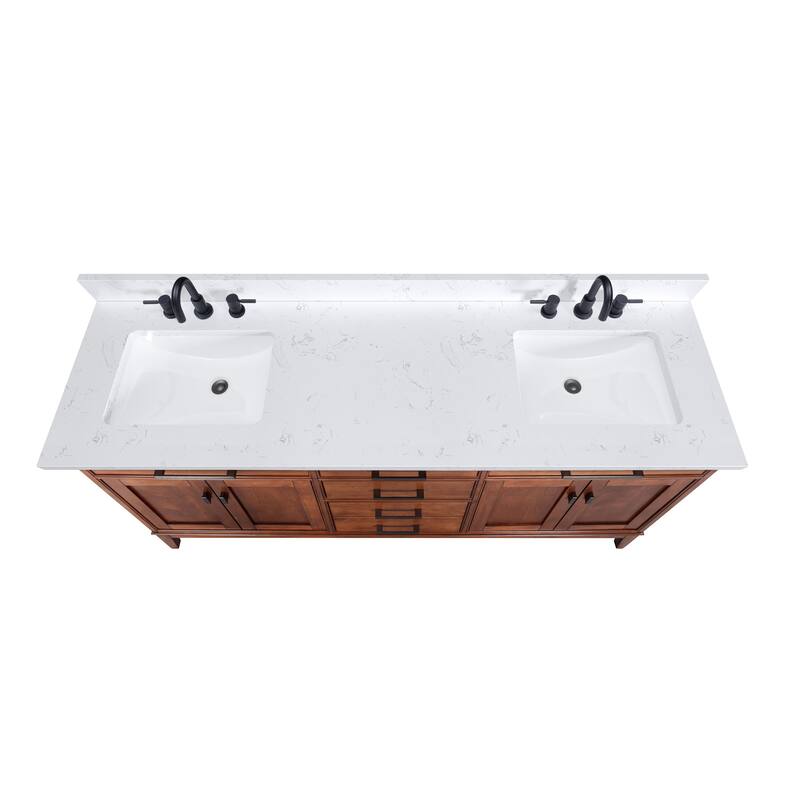 Madison 72 in. Double Sink Bathroom Vanity with Engineered Stone Top - 73" x 22"D x 35"H