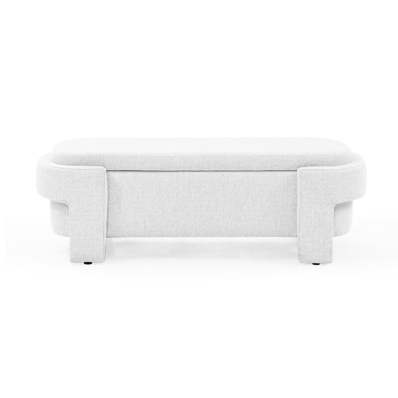 Linen Storage Bench for Bedroom, Large Upholstered End of Bed Ottoman Modern Window Bench with Hidden Storage