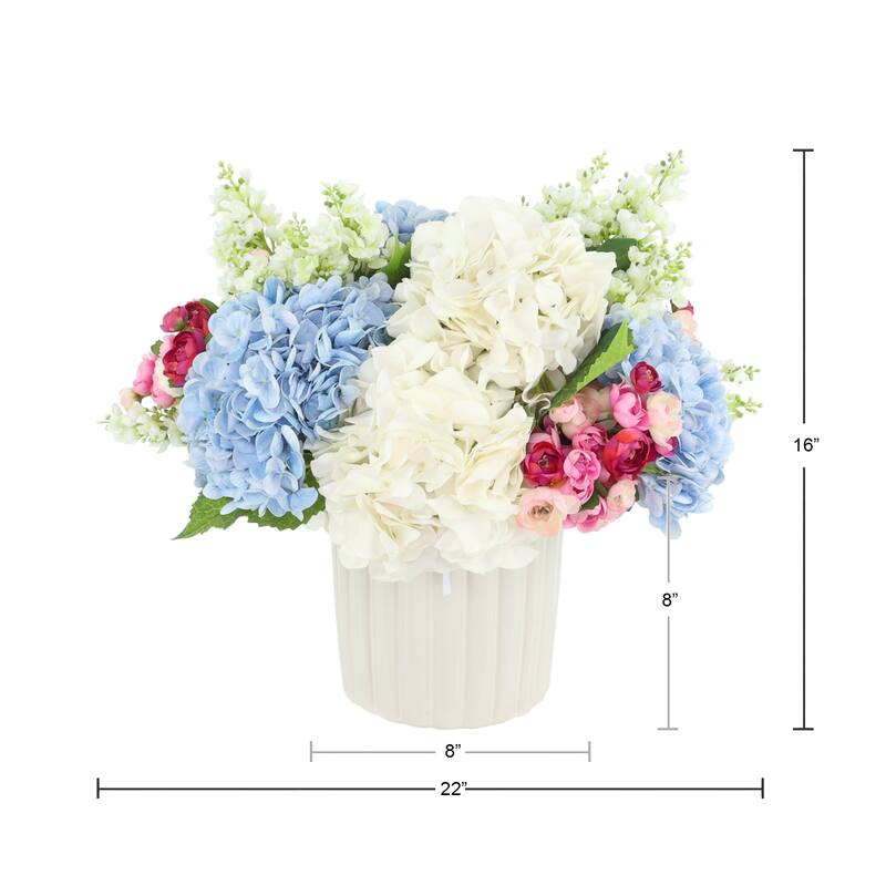 Centerpiece with Hydrangea, Lilacs and Ranunculus - 16