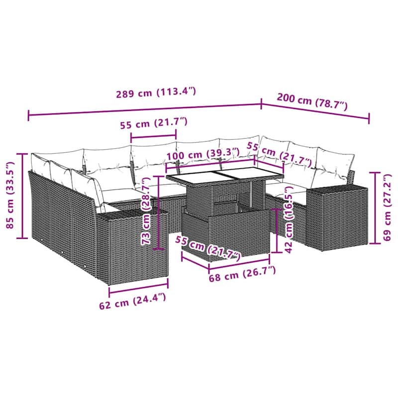 vidaXL Garden Sofa Set - 21.7 x 39.4 x 28.7