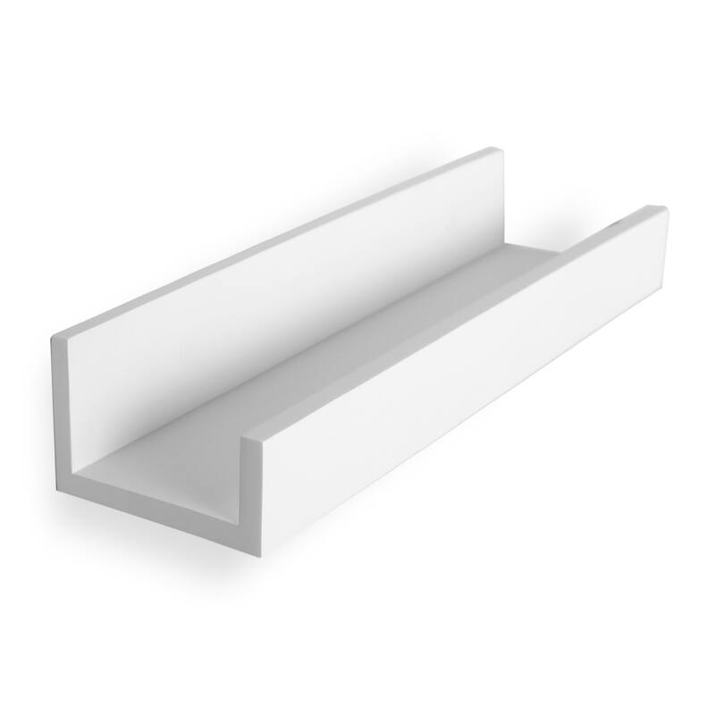 Wallniture Denver Wood Wall Bookshelves, Picture Ledge Shelf, White, Set of 2 - White