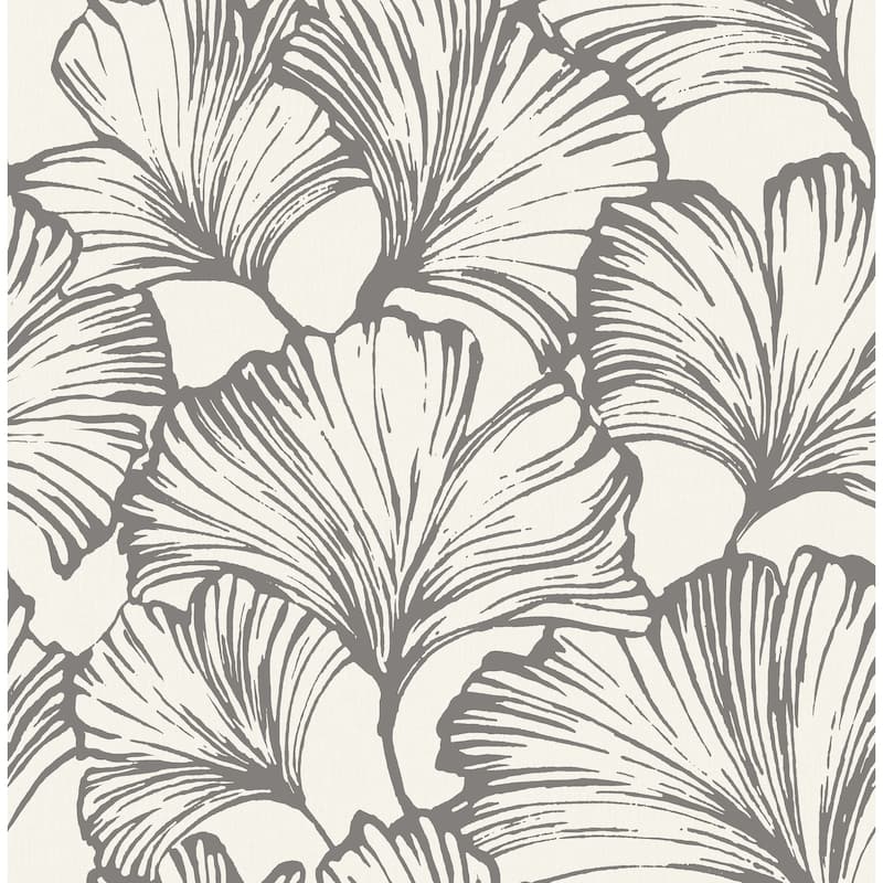 A-Street Prints Kyoto Charcoal Ginkgo Leaf Wallpaper