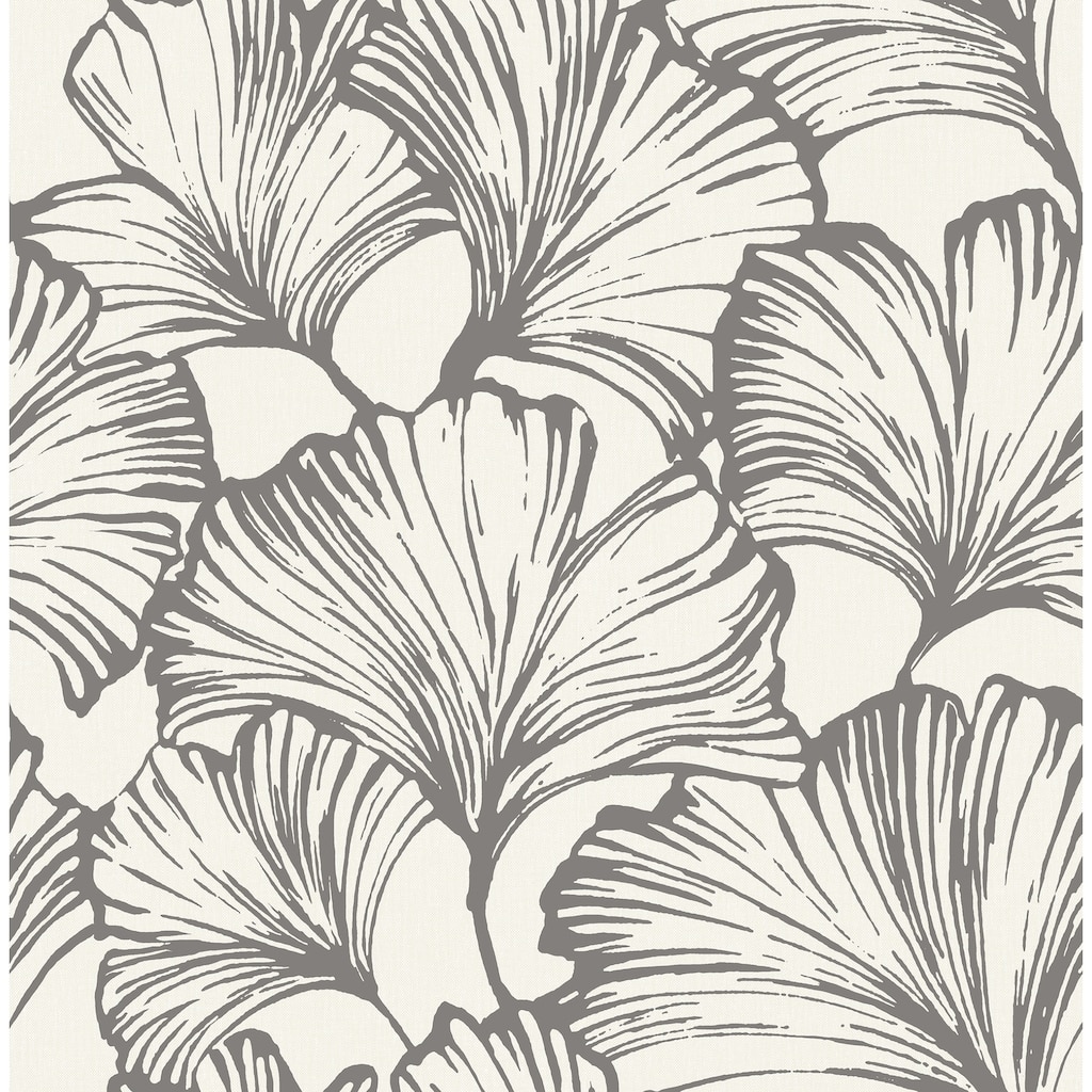 A-Street Prints Kyoto Charcoal Ginkgo Leaf Wallpaper