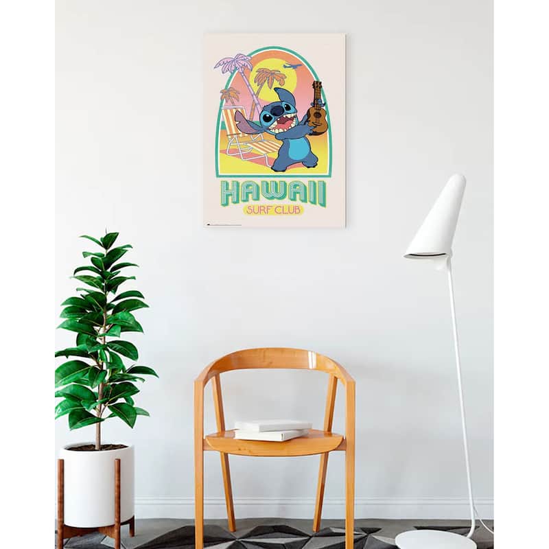 Stitch - Hawaian Surf Club Art Poster - 24 x 36 Inch