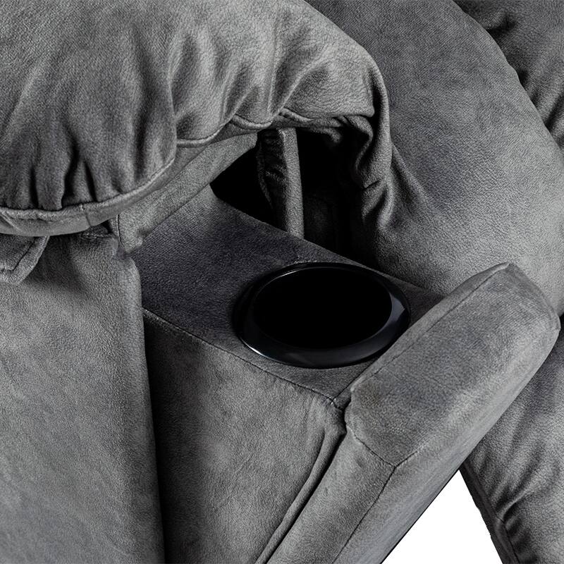 Swivel Rocker Velvet Recliner for Adults, Nursery Glider Recliner w/Massage and Heating & USB Charge Port Bonded Leather Sofa