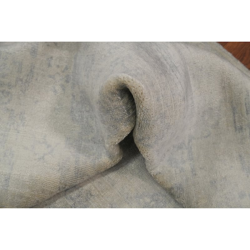 Hand-knotted Modern Silk Beige Abstract Oriental Area Rug - 7' 11'' X 4' 11''