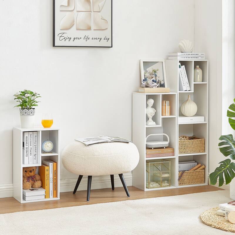 VECELO 2-Tier+3-Tier+4-Tier Bookcase set, Modern & Contemporary Wooden Bookshelf sets(set of 3)