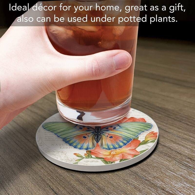 CounterArt Edwards Forester Absorbent Stone Tumbled Tile Coaster Set of 4 Made in The USA Protective Cork Backing