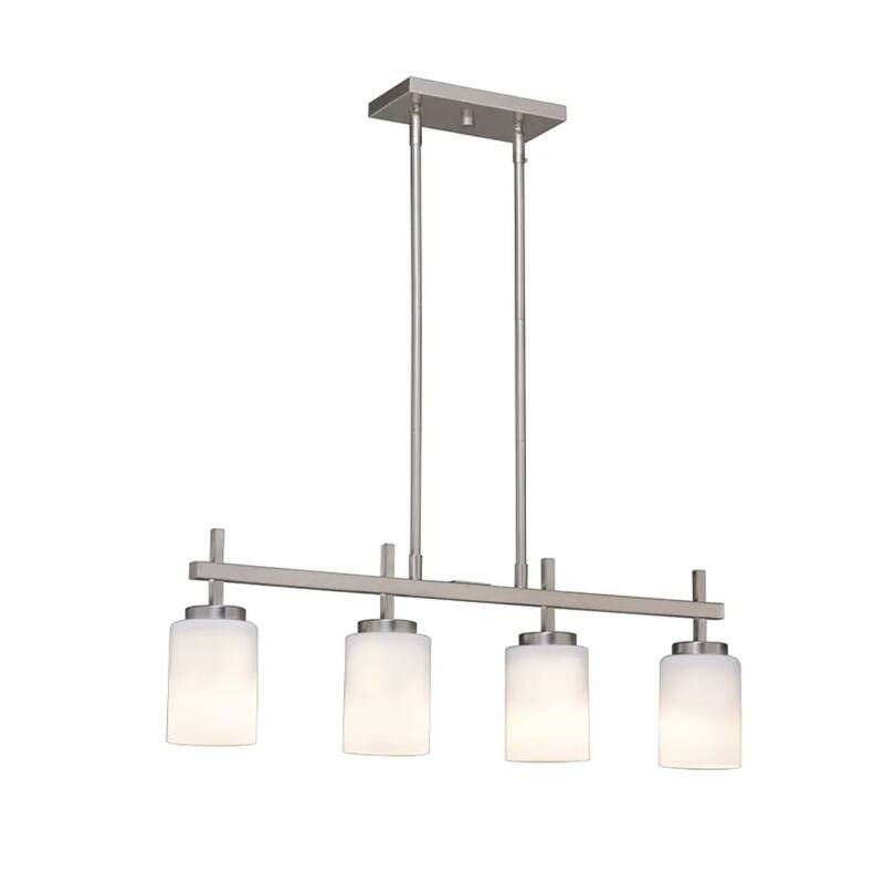 31"w 4-Light LED Kitchen Island Light Brushed Nickel Finish Frosted Glass Shade, RP Lighting - Brushed Nickel