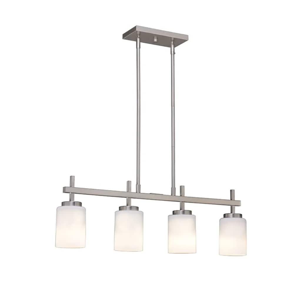 31"w 4-Light LED Kitchen Island Light Brushed Nickel Finish Frosted Glass Shade, RP Lighting