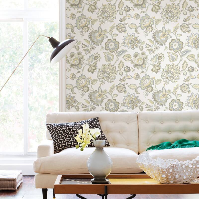 A-Street Prints Corona Mustard Jacobean Wallpaper