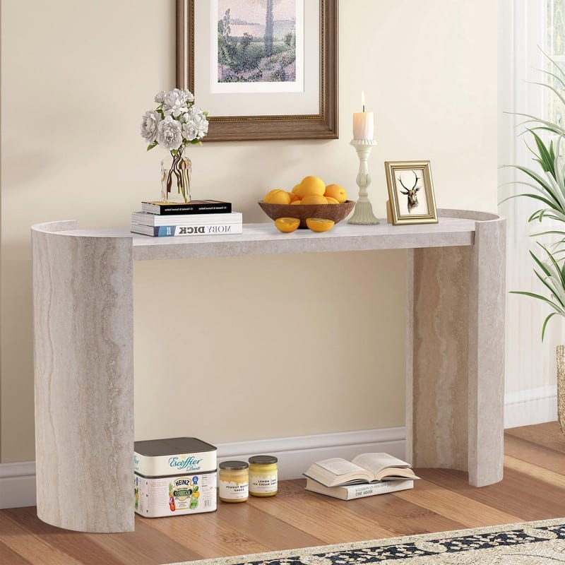 53.15" Modern Entryway Table Narrow Console Table with Curved Legs
