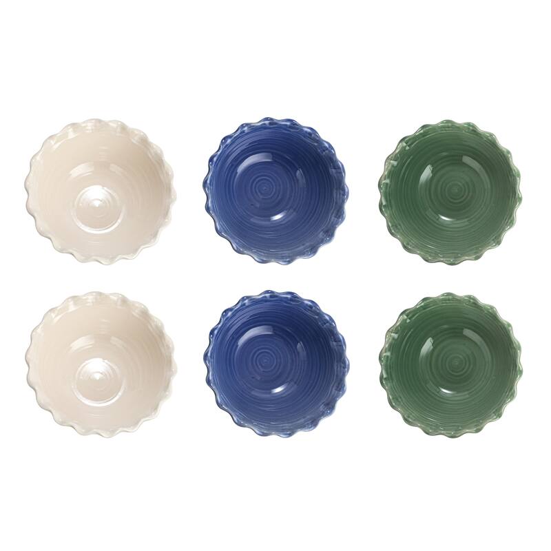 Stoneware Bowls with Scalloped Edge - 10.0"L x 10.0"W x 4.0"H - 6 Piece - 10.0"L x 10.0"W x 4.0"H - Multi