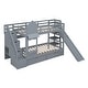 preview thumbnail 57 of 64, Elegant Twin over Twin Bunk Bed With 2 Drawers,3 Shelves and Slide,Sturdy Frame,s