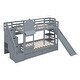 preview thumbnail 10 of 55, Twin over Twin Castle Bunk Bed with Drawers, Shelves and Slide, Gray