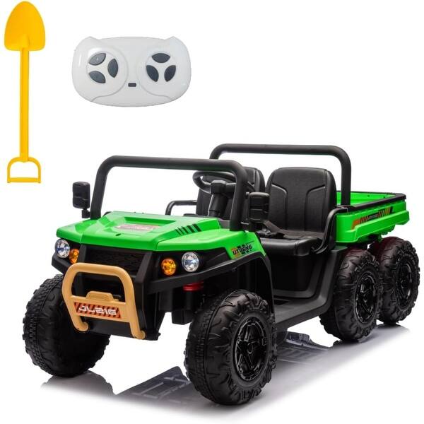 slide 2 of 40, 24V Ride On Toys for Kids, 2 Seater Ride On Dump Truck, 4WD Electric UTV w/6 Wheels Green