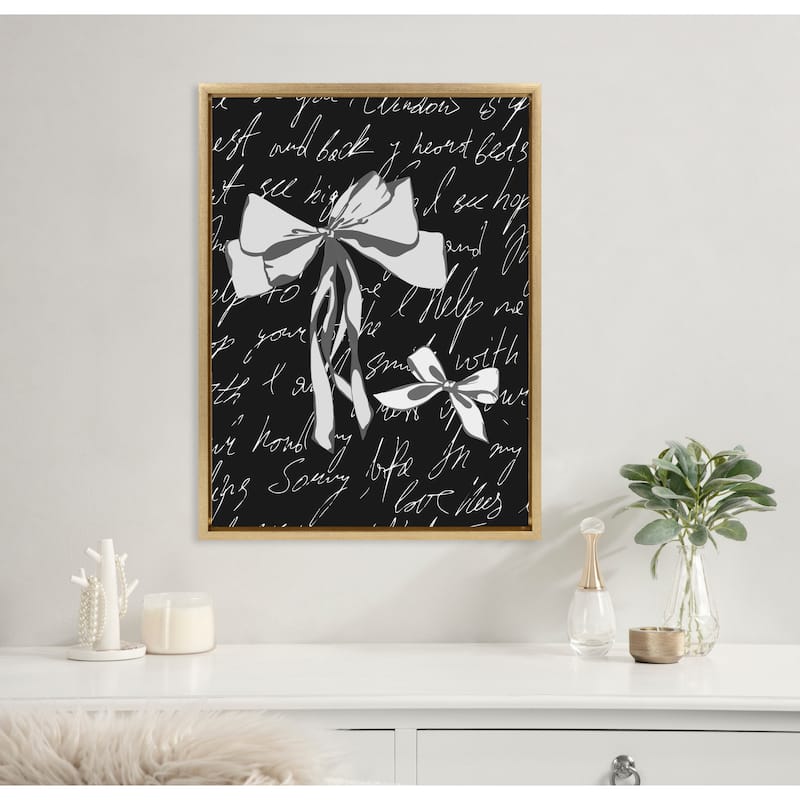 Sylvie Black White Bow Framed Canvas by Honey Island Studio