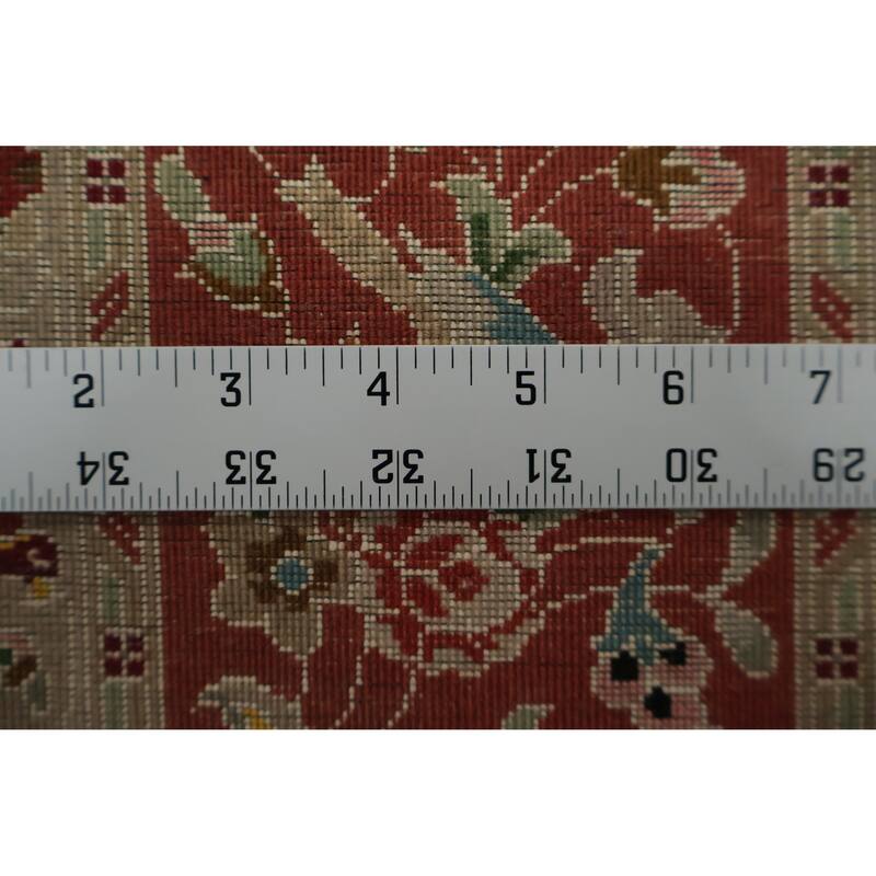 Hand Knotted Oriental Wool & Silk Carpet Traditional Floral Black Tabriz Area Rug - 6' 7'' X 4' 10''